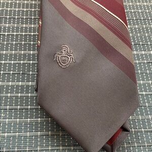 Vintage Via Re Sophisticated Gray and Burgundy Striped Tie